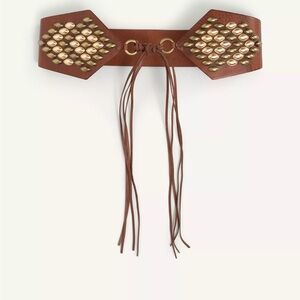 Zara Brown Belt with Gold Studs